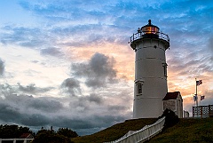 Sun Setting Behind Nobska Lighthouse on Cape Cod